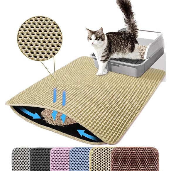 Cat Litter Mat Double Layer Pet Non Slip Big Pet Litter Box Filter MatWear Resistant Waterproof Anti-slip Cat Litter Mat