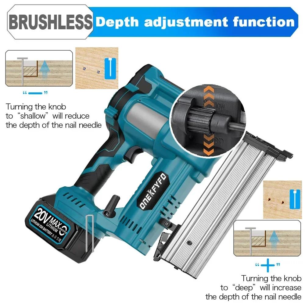 Brushless 2 in 1 Electric Nail Gun Cordless Portable Frame Nailer Tacker Furniture Staple Woodworking Power Tools