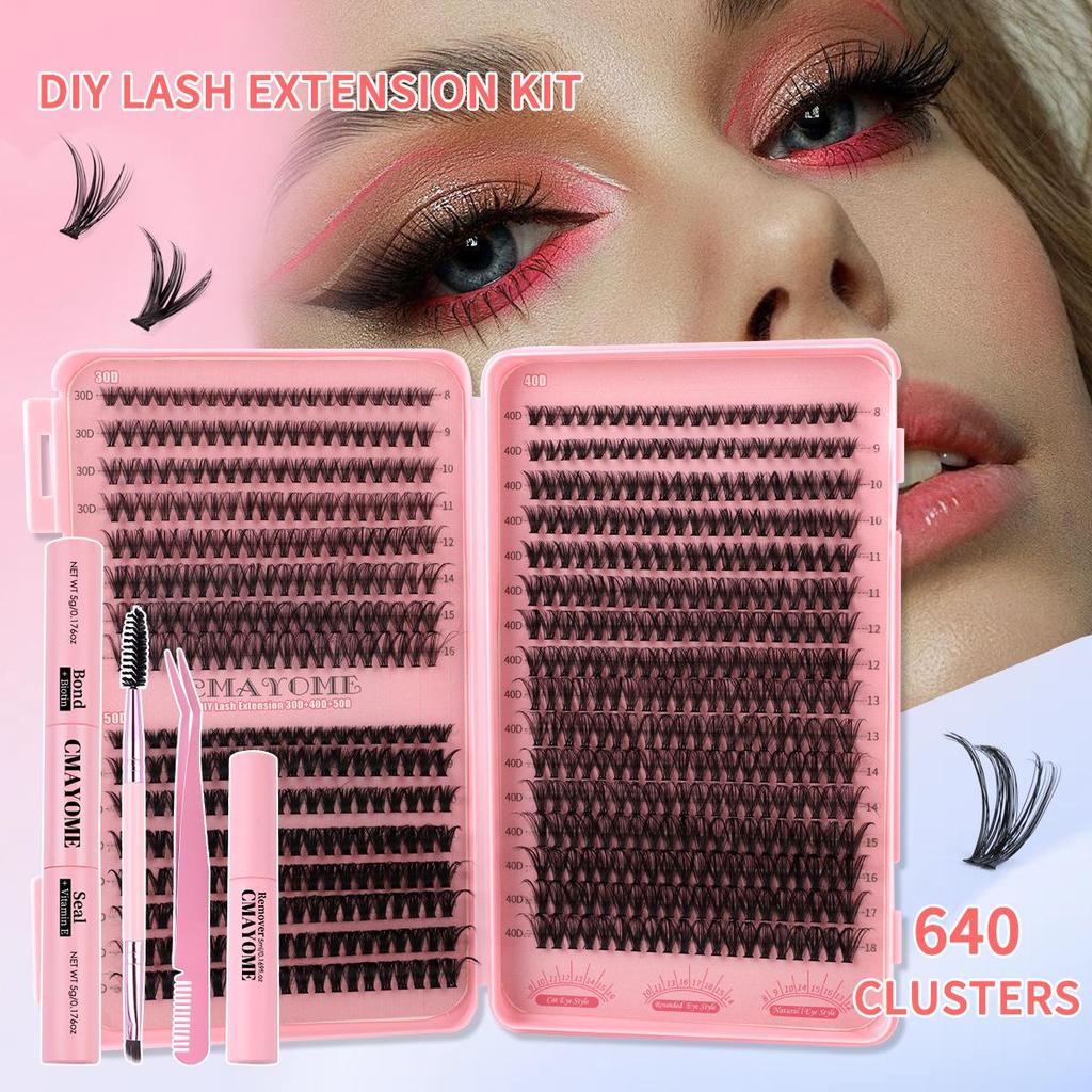 Natural D Curl 8-18mm False Eyelash Extension Set - DIY Segmented Cluster Lashes