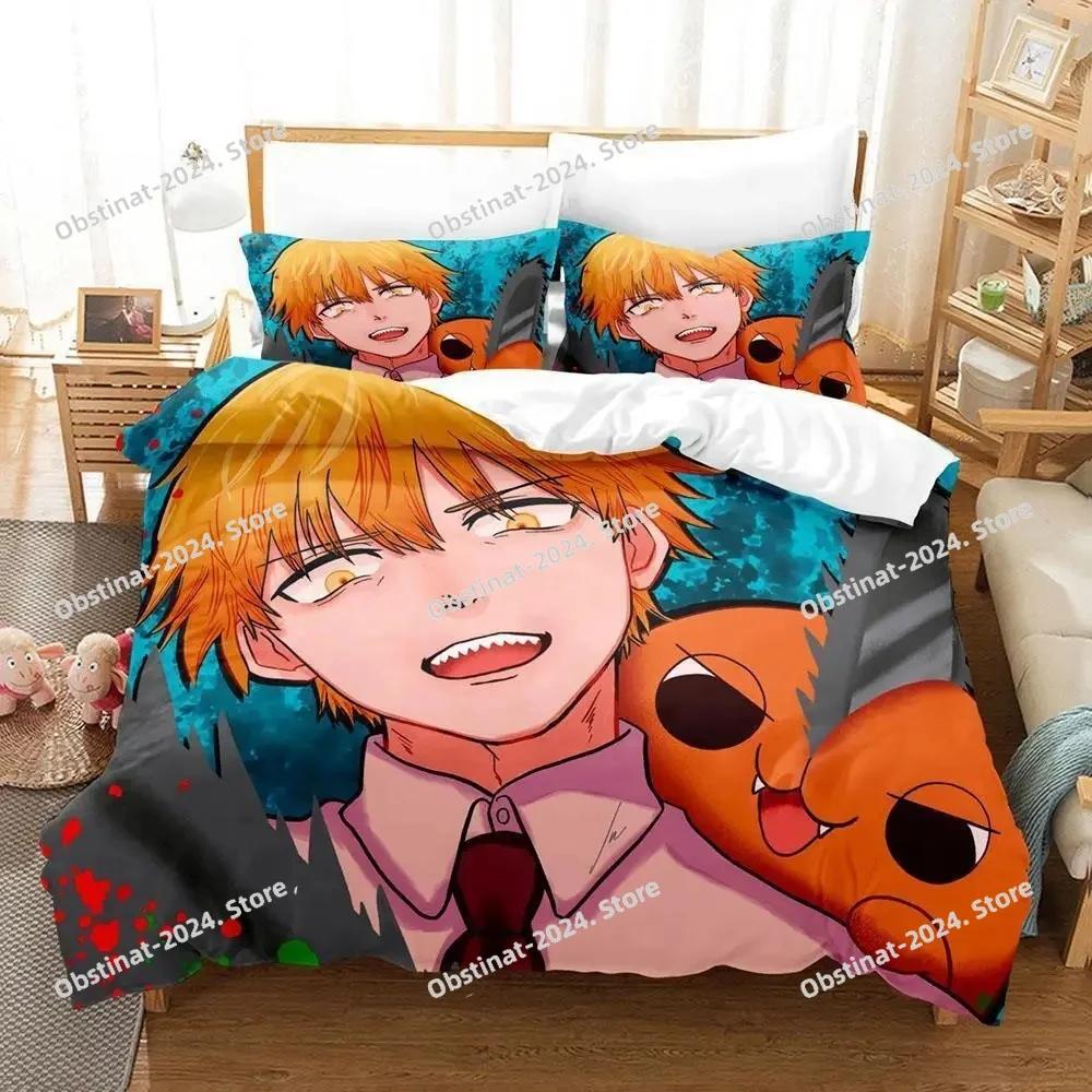 Chainsaw Man Pochita Printed Bed Set Duvet Cover Pillowcase Bedding Set Bed Linen Sheet Quilt Cover Full Queen King Size