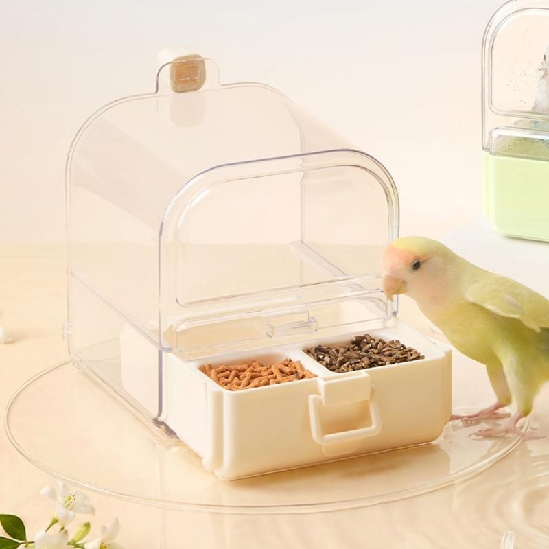 Small Bird Hanging Bath and Food Accessory for Birdcages, Cage Station for Companion Birds and Indoor Cage Use