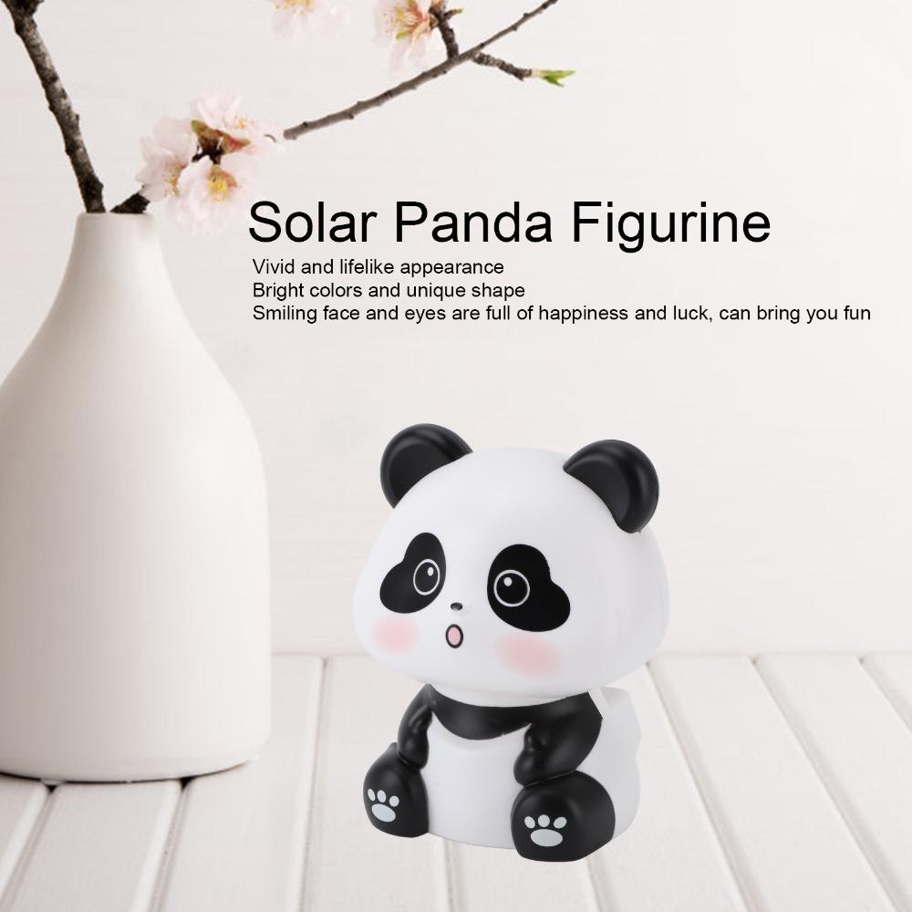 ABS Solar Panda Figurine 3inch Fortune Panda Statue  Indoor Living Room Decor