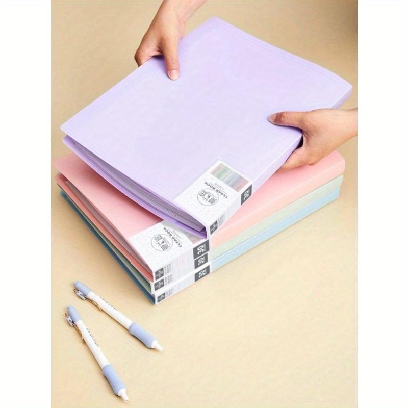 1pc Plain Multi-Layer File Folder, A4 Document Portfolio with Transparent Sleeves for Paper Storage, Large Capacity (Random Cover Label Card)
