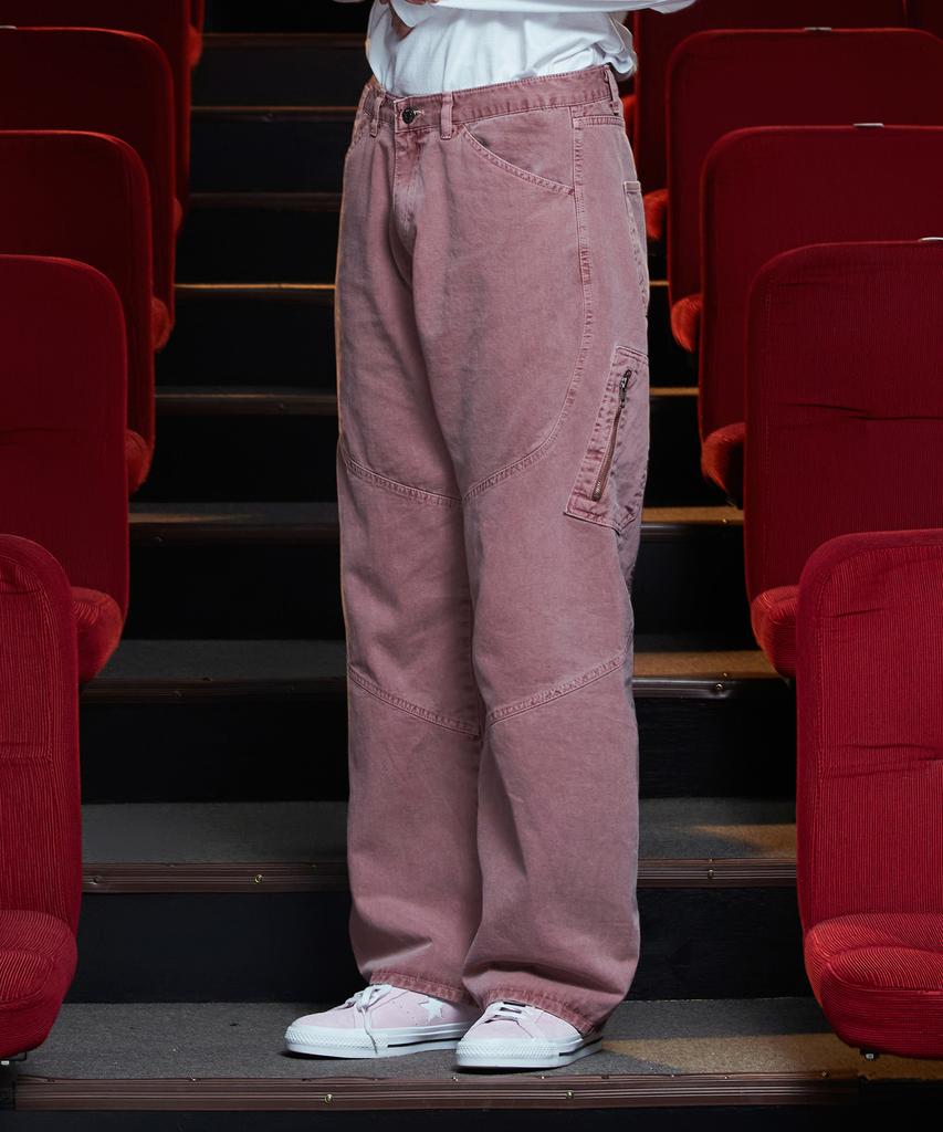 UNALLOYED Dyed Zipper Cargo Pants / Dark Pink