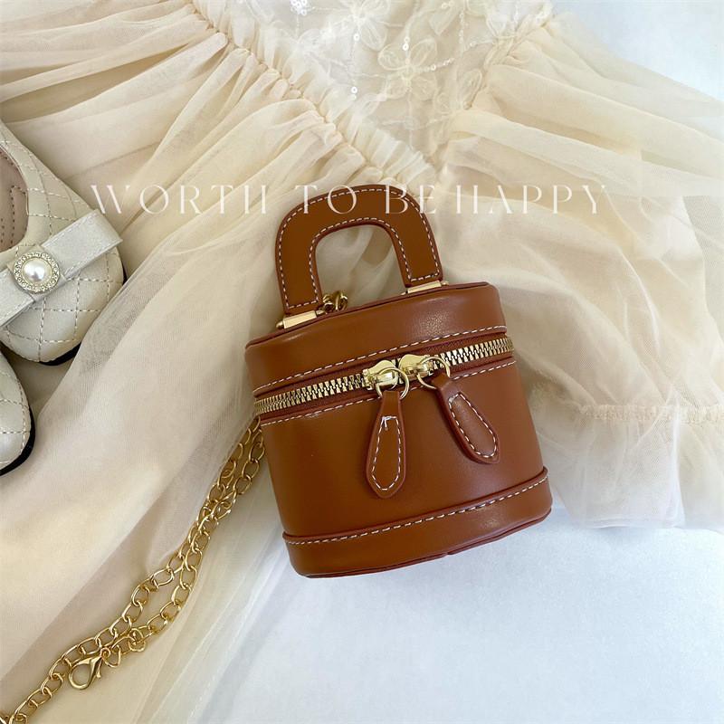 Stylish Mini Pu Bucket Bag For Girls With Chain Crossbody Design Perfect For Kids