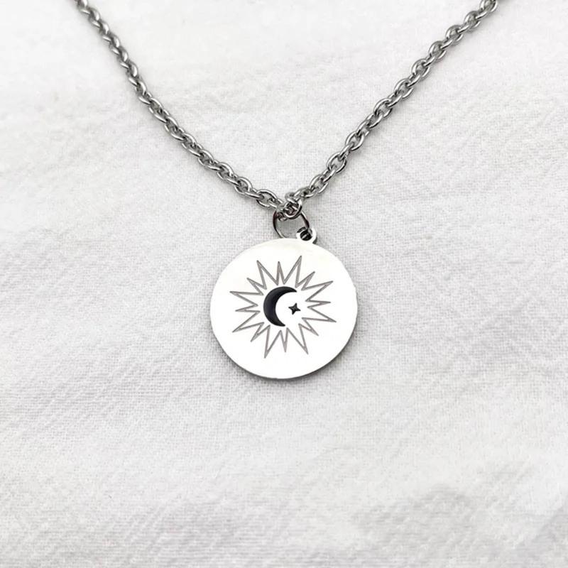Fashionable Silver Color Chain Necklace Moon Star Shapes Neckchain Adjustable Chain Choker Accessories Jewelry for Women