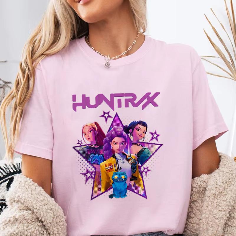 .new K-Pop Demon Hunters Print Tshirt Unisex Casual Short Sleeve T-shirt Women Fashion Mira Rumi Zoey Graphic Print Tops Tees