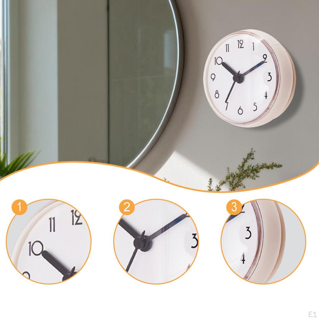 Bathroom Shower Clock Round Wall Hanging,Home Decor with Suction Cup Water Resistant for