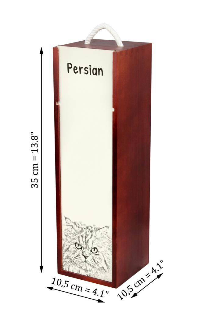 Persian - Wine Box with a Cat, Alcohol Box with Graphics, Personalized Gift Box from the Art-Dog Brand