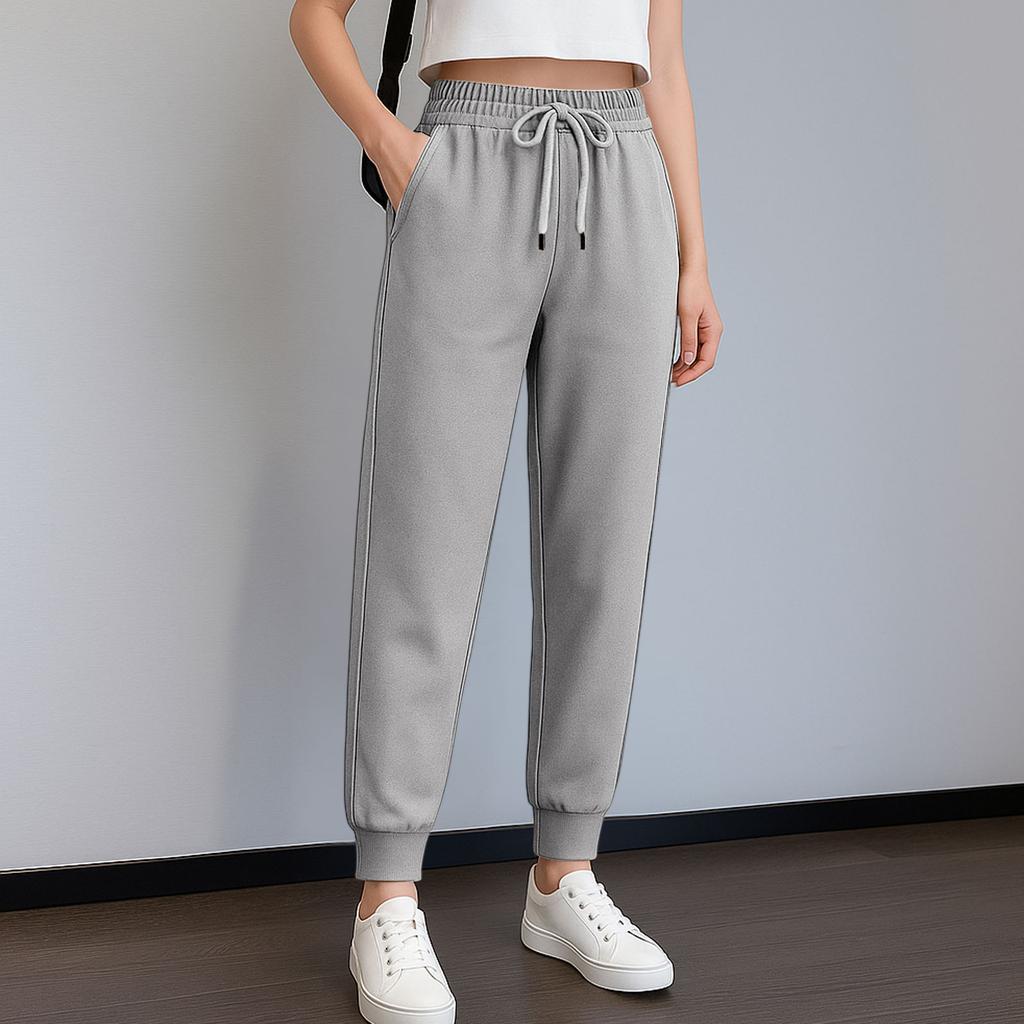 Jogginghose für Damen Damen-Jogginghose Mittelhohe Taille Einfarbige Hose Freizeithose Jogginghose mit Tasche