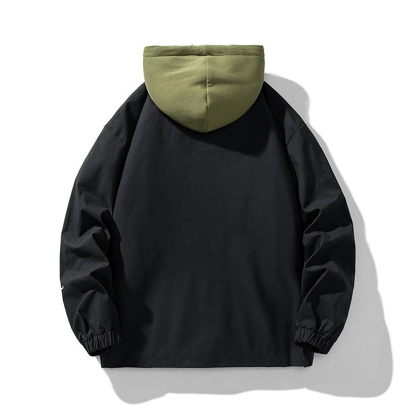 Herren Kontrastierende Kapuzenjacke für Frühling und Herbst Neue Modische Lässige Vielseitige Jacke