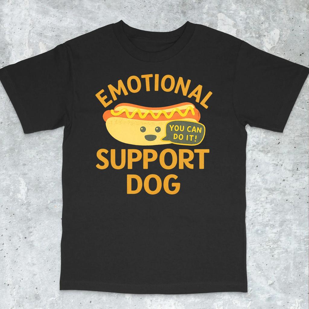 Emotional Support Hund T-Shirt Lustiges Hundeshirt Geschenk für Hundeliebhaber Hot Dog Shirt Verrücktes Shirt Meme Lustig Peinlich Herren Kleidung