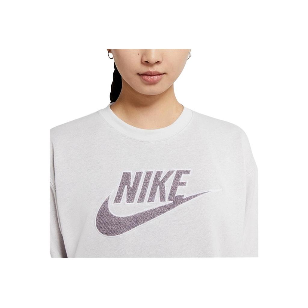 Nike Solid Color Printed Logo Straight Casual Sports Loose Moisture Wicking Round Neck Short Sleeve Dress Women dresses Gray CU6402-094