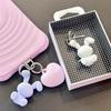 Süßer Herz-Hase Schlüsselanhänger Taschenanhänger Handgewebtes Accessoire