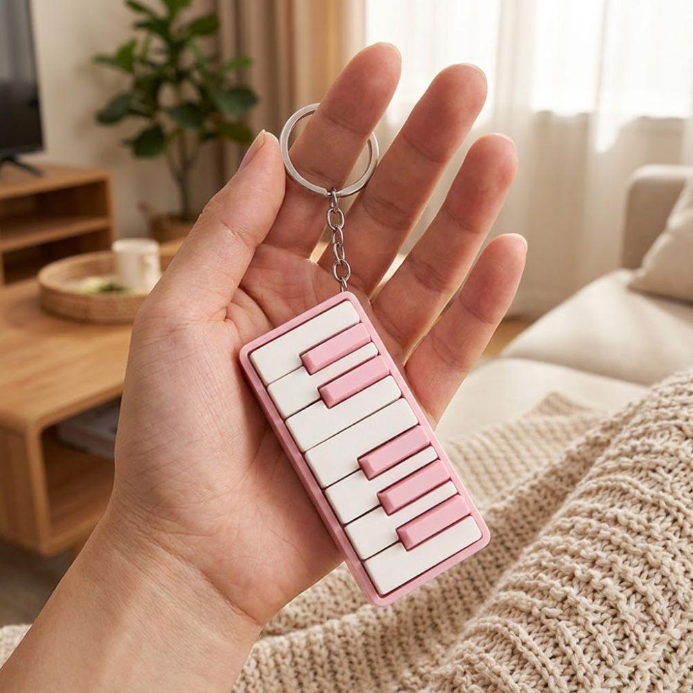 Novelty Piano Stress Clicker Keychain 3D Printed Piano Key Fidget Figurine Gift for Music Lovers