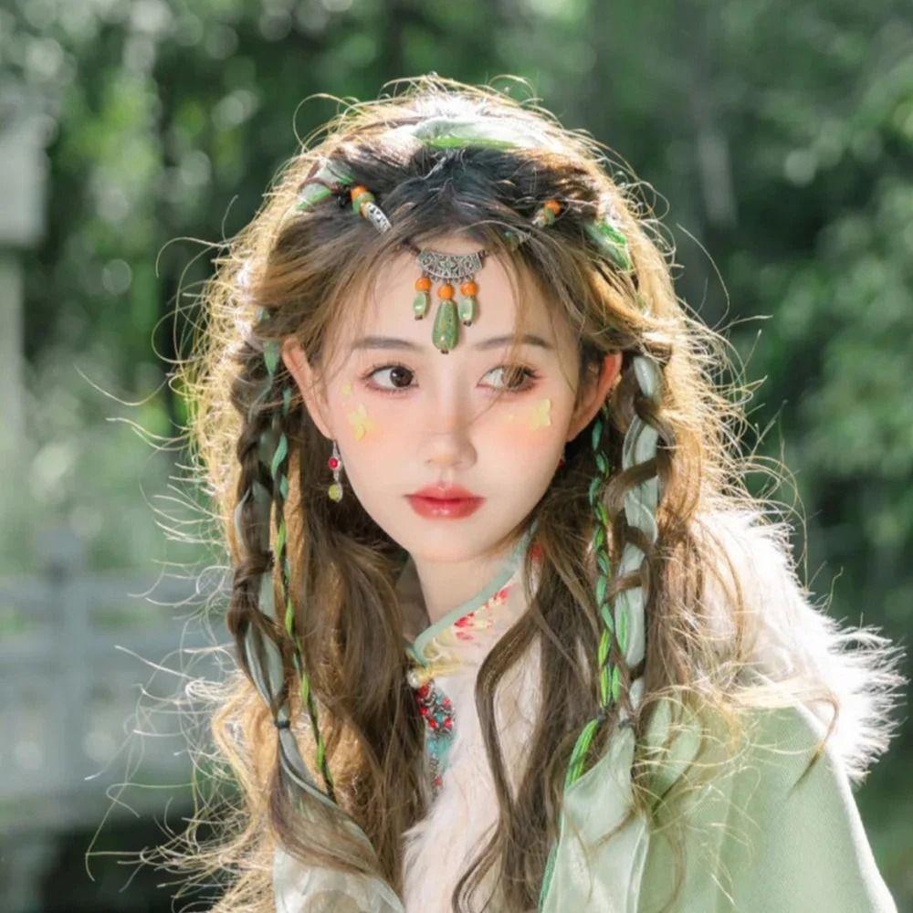 Retro Ethnic Style Beaded Headdress Tassel Tassel Forehead Headband  Women