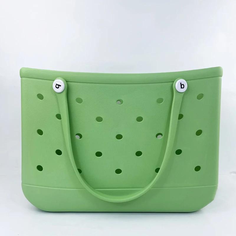 Durable Waterproof Beach Bag Storage Baskets Summer Rubber Tote Solid Color Jelly Beach Bags Sundries Organizer