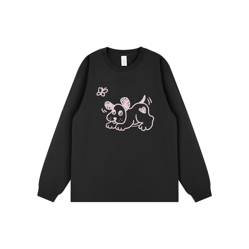 Korean Style Hand-Drawn Cartoon Long-Sleeve T-Shirt