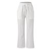 Spring and Summer Women's Pants Cotton Linen Solid Colour Tie Pockets Loose Casual Wide Leg Pants