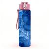 1PC Deep Blue Alcohol Ink Pattern 750ml Color Plastic Sports Water Bottle Leakproof Flip Straw Lid Suitable for Sports Office Home Use