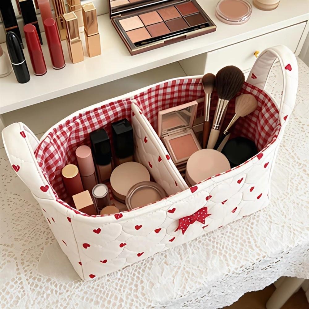 Cotton Small Quilted Storage Basket Square Cosmetic Organizer Home Supplies