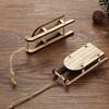 2Pcs With Rope Miniature Wooden Sleigh Model Handmade Sled Ornament  Gift