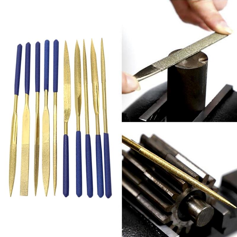 10Piece Mini Diamond Needle File Set for Metal, Deburring,and Fine Grinding Durable and Versatile Tool Square Flat Shape