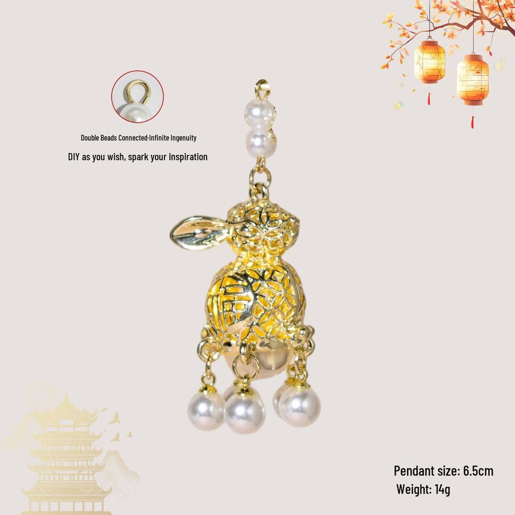 Luminous DIY Palace Lantern Fan Pendant Magnet Keychain Ornament - Ancient Style Accessory