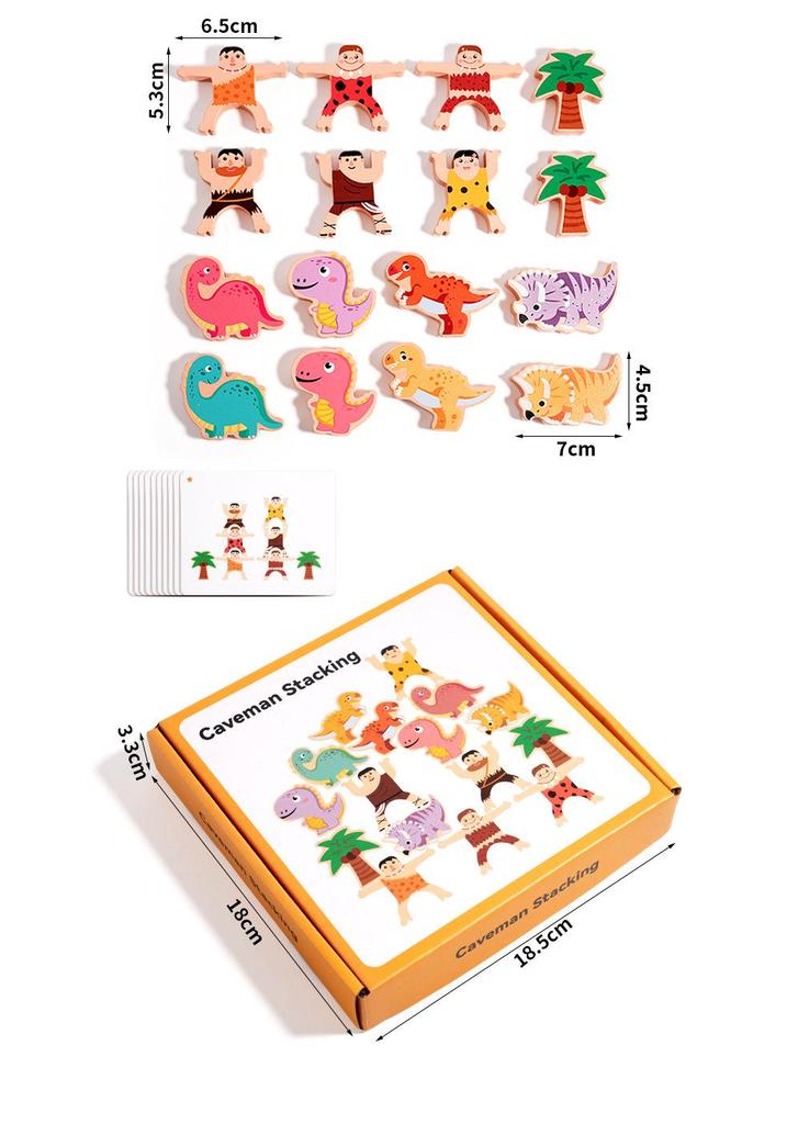 Montessori Wooden Dinosaur Stacking Blocks: Educational Balance Tower Game for Children