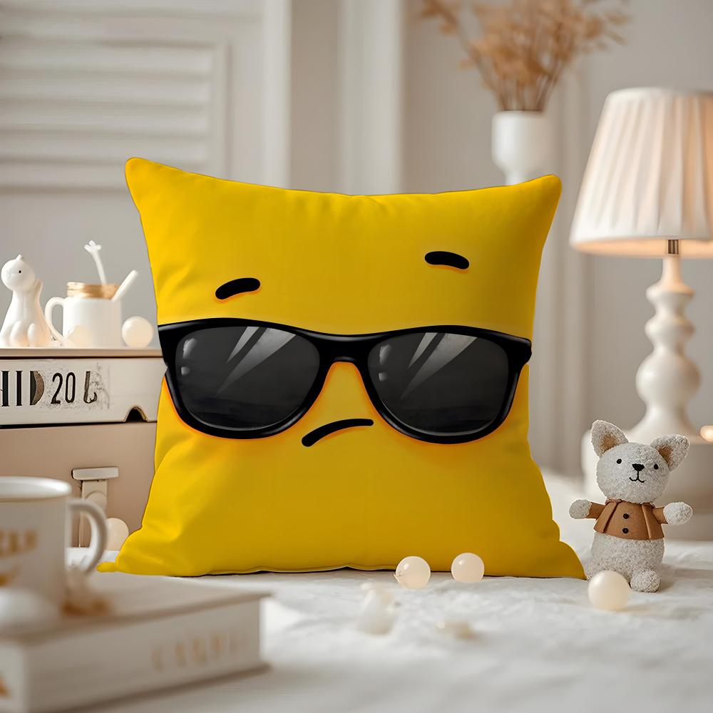 Cute Emotional Expressions Cushion Cover Anti-dustmite Pillowcase Invisible Zipper Silky Short Plush Sofa Cushion Cover