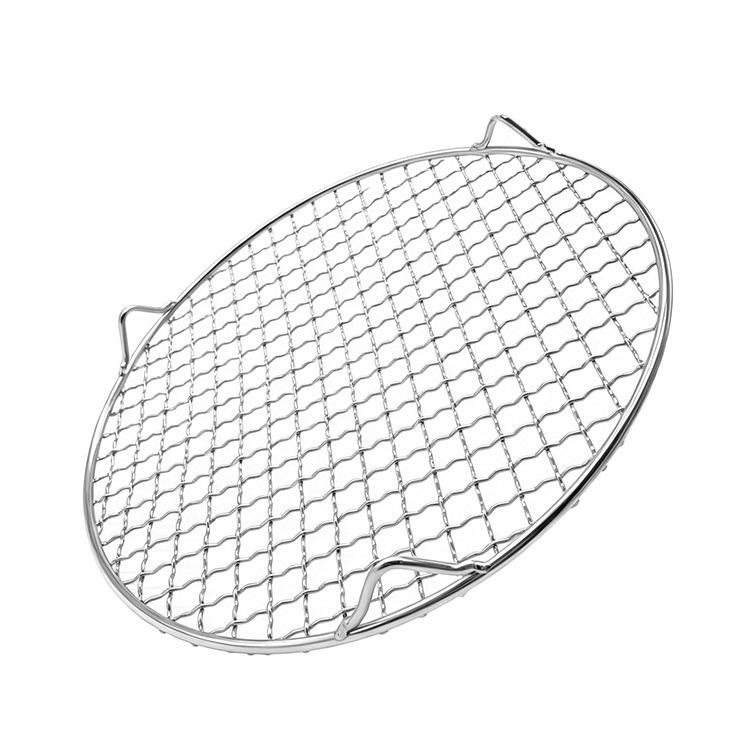Runder BBQ-Grill aus Edelstahl mit Beinen, Tragbarer Teekocher & Grillrost, Verdickter Airfryer-Grillrost