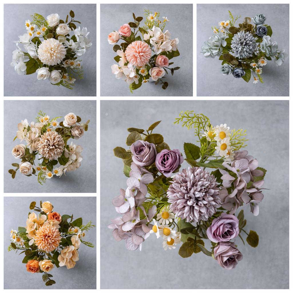 Autumn Chrysanthemum Bouquet - Artificial Flowers for Wedding & Home Decor