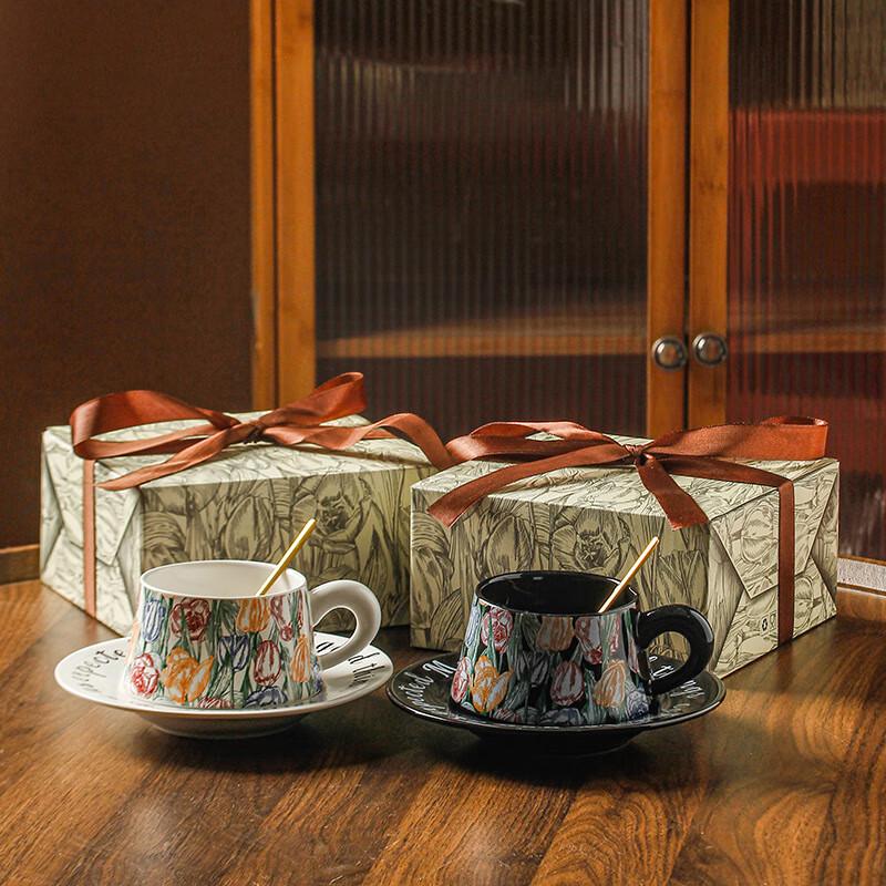 Vintage Watercolor Ceramic Mug & Saucer Gift Set
