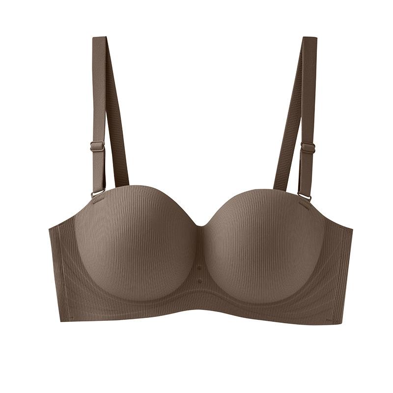 Summer Strapless Striped Underwear Light and Small Chest Gathering Underwear Comfortable No Steel Ring Soft Bra