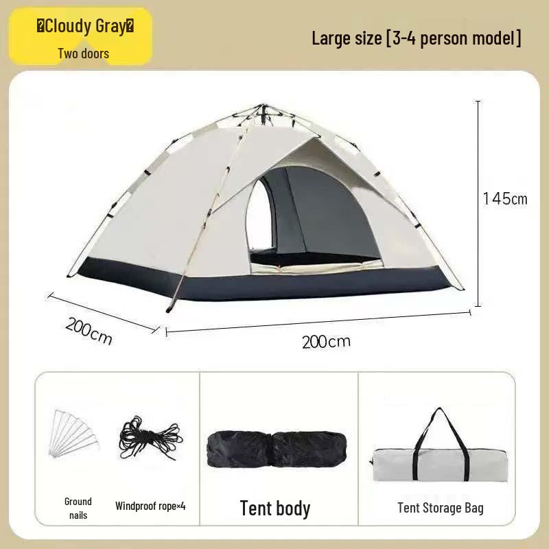 Mongolian Yurt Outdoor Tent: Automatic Setup, Sun/Rain/Insect Protection, Fits 3-4 People