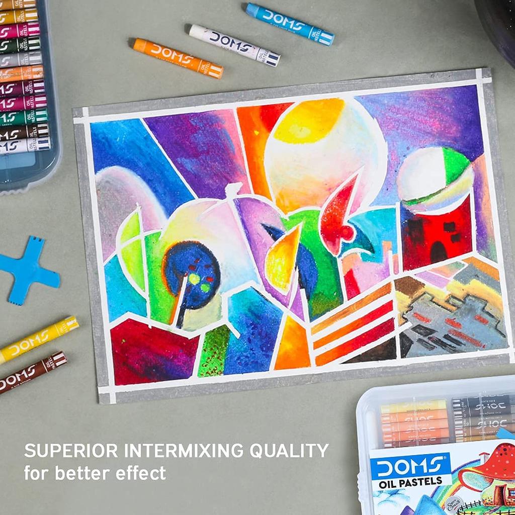 Doms 25 Shades Oil Pastel Set With Case For Drawing Coloring Art Supplies For Kids School Use Multicolor Set