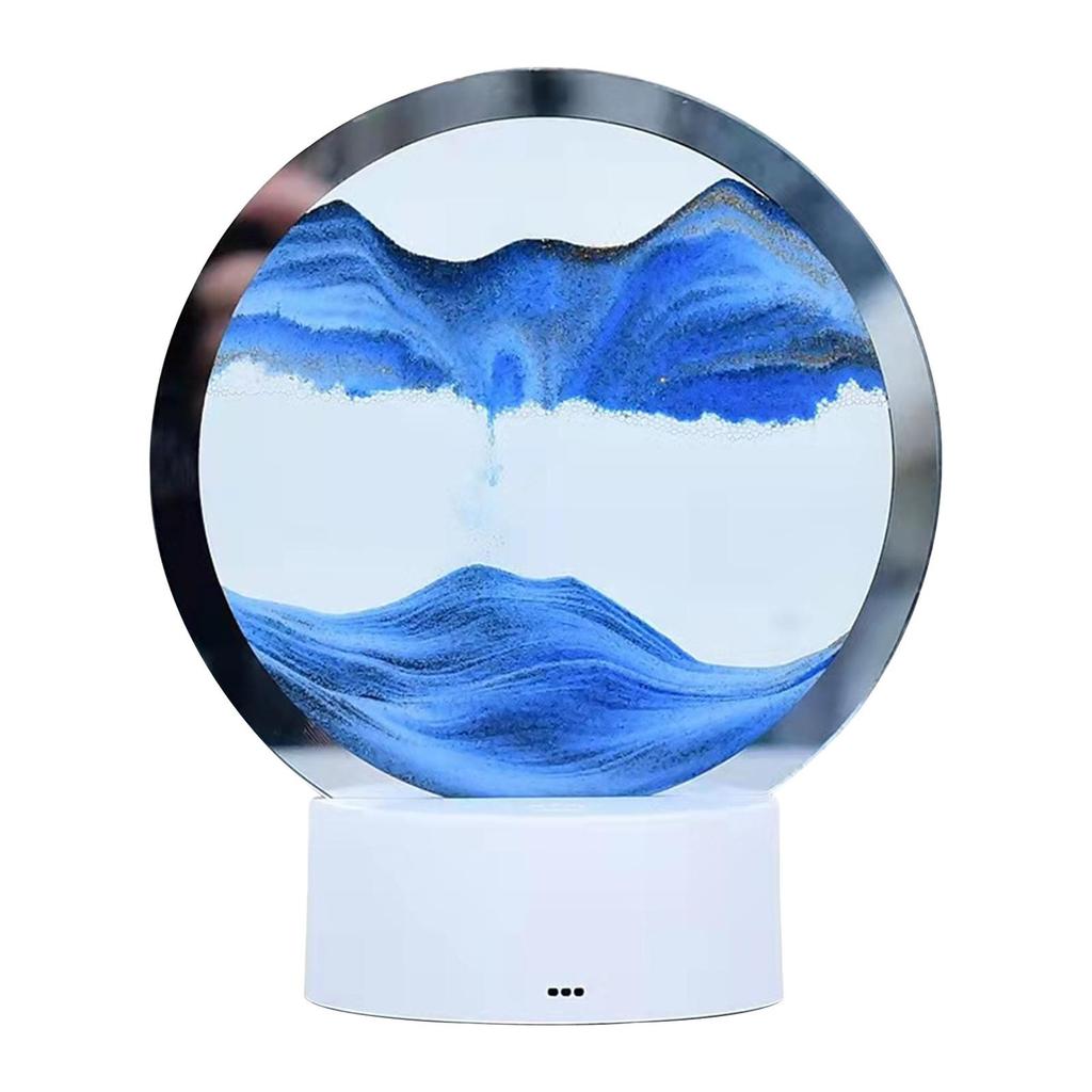 3D Moving Sand Art, 7,87 tum 360° roterande timglasdekoration, Creative Art Sand Art Liquid Motion