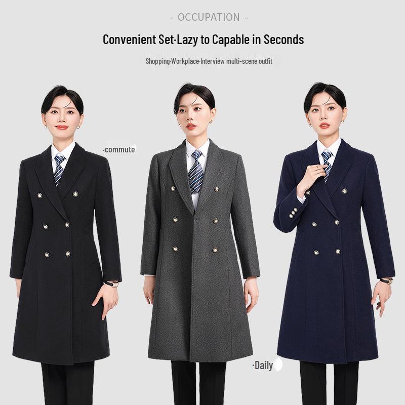 

Unisex Slim Fit Mid-Length Woolen Overcoat - Warm Professional Workwear 2XL