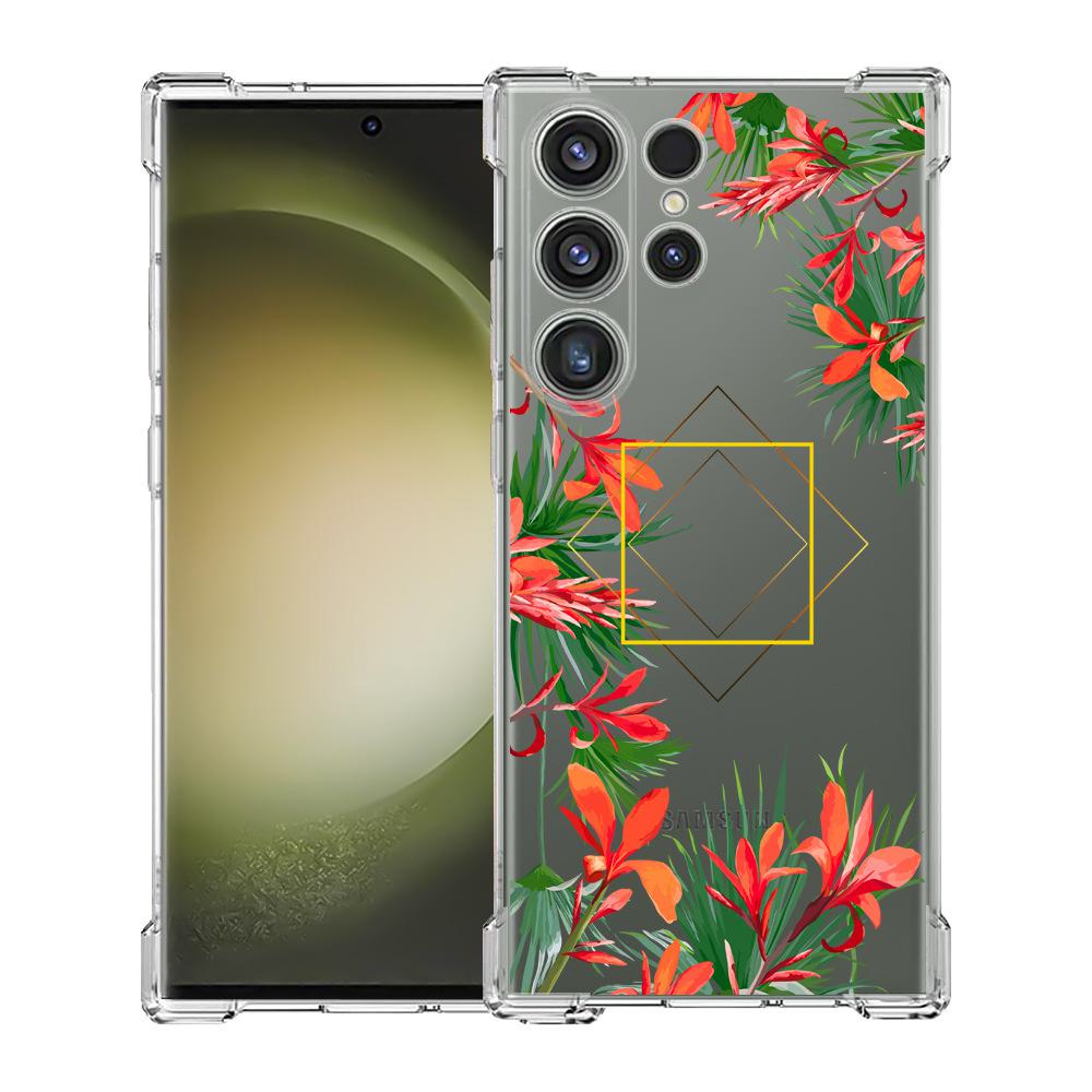 Samsung Galaxy S24 Ultra Case Airbag TPU Painted Butterfly Flowers - Perfect Fit