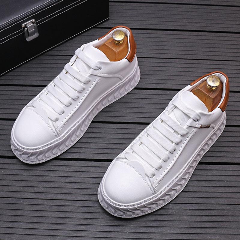 Mode Trendige Herren Klassische Mode Weiß Dicke Sohle Board Schuhe Outdoor Lässige Flats Mokassins Sport Walking Sneakers Zapatos Hombre