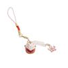Ceramics Sakura Lucky Cat Phone Lanyard Braided Rope Lucky Cat Keychain Wrist Rope Cherry Blossoms Japanese Style