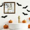 Moisture Proof Wall Murals Halloween Skeleton Art, Funny Bathroom Toilet Decal with Ghost Clown, Niche Creative Decorations 2D Wooden Art Sign, Spooky