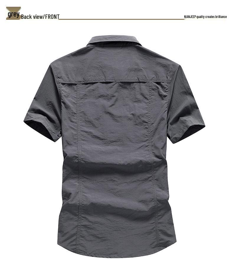 Herren Sommer Schnelltrocknend Kurzarm Übergröße Locker Arbeitskleidung Hemd 102