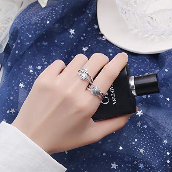 Rockyu One Size Fits Sterling Silver English Smiling Sterling Silver Wedding Engagement Stylish Gift Ring, All, 925, Engraved, Smile, Ring, Band,