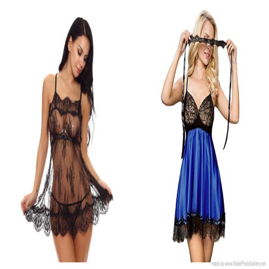 Ladysta Woman Baby Doll Black & Blue  Nighty Free Size ( S/  M/ L)