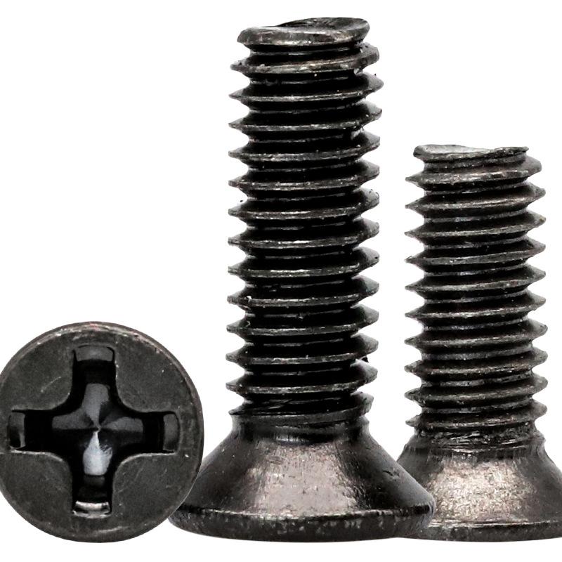 KM Maschinenschraube Senkkopf aus schwarzem Kohlenstoffstahl M1-M6, Vollgewinde, Flachkopf