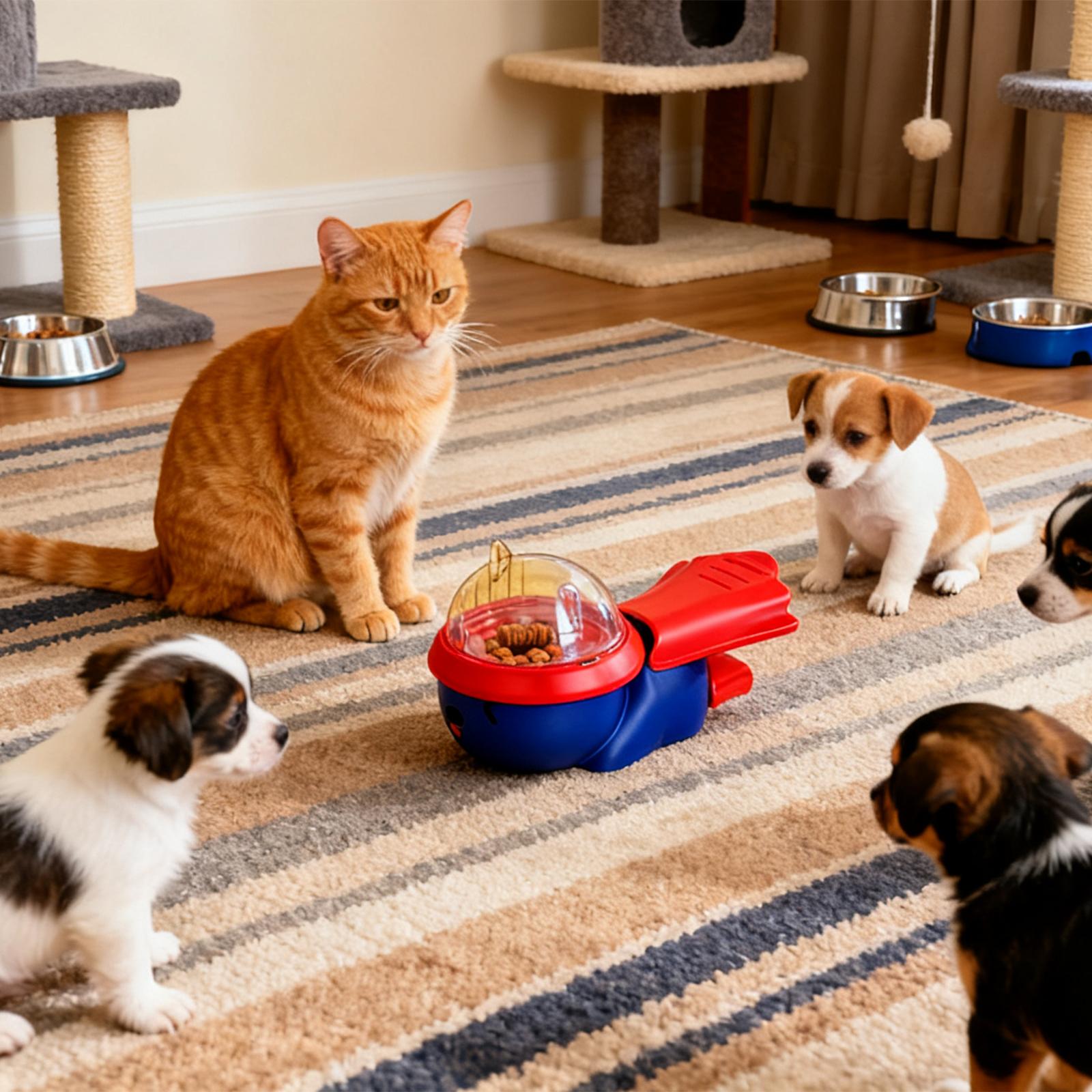 

Диспенсер для корма для домашних животных, который выдает корм нажатием и поворотом, саморазвлекательный и снимающий скуку тренировочный гаджет для собак One Size красный