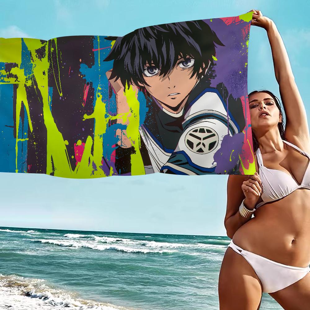 Anime Blue Lock Microfiber Blanket Quick Drying Beach Towels Oversized Printing Super Absorbent Pool Towel Blanket