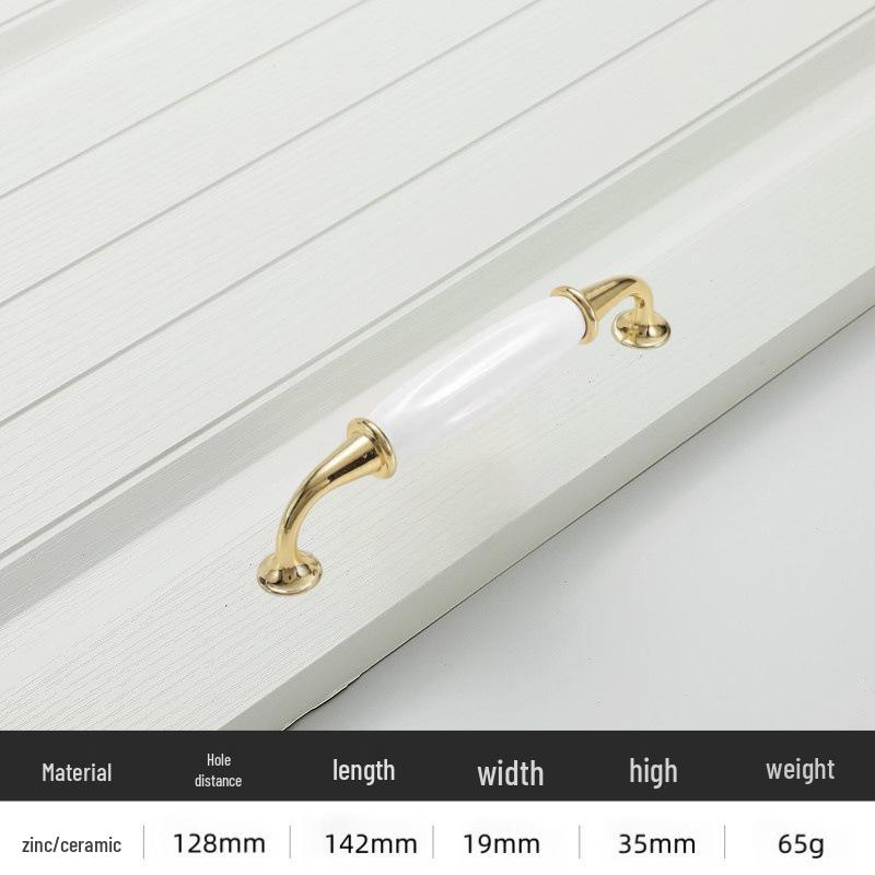 Nowoczesny Minimalistyczny Złoty Stop Aluminium Ceramiczna Rączka do Drzwi Szafek i Garderób