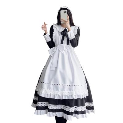 SVNVIOZ Maid Cute Gothic Lolita Authentic Long Sleeve Cosplay Long Popular for and Includes Bow and Set Outfit, Costume, Dress, One-Piece Set,